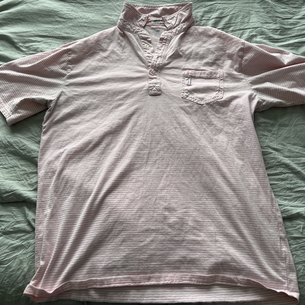 johnnie-o Striped Pink Polo
